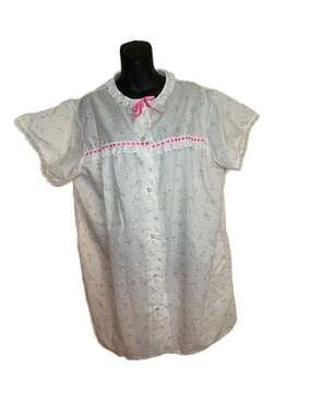 Private Moments Vintage Floral Eyelet Lace Button-Front Nightgown Size 2X
